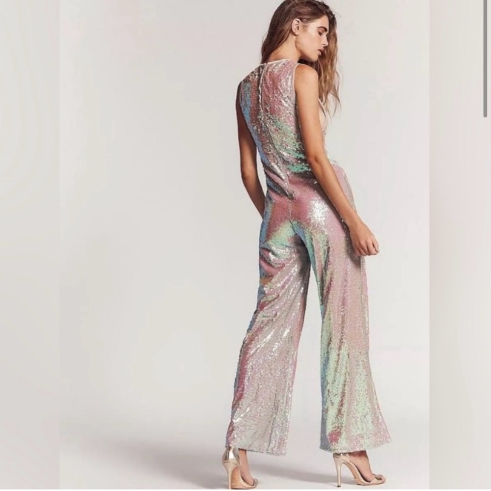 NWOT Free People Starbright Sequin Jumpsuit Blush Size XS